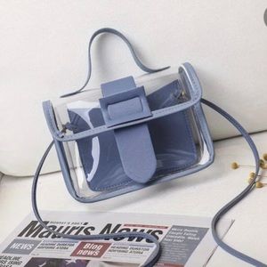 New blue clear purse. Satchel bag purse